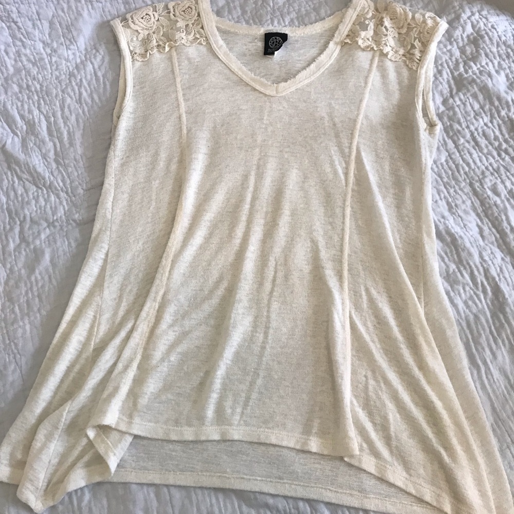 Cream tank top V neck size L